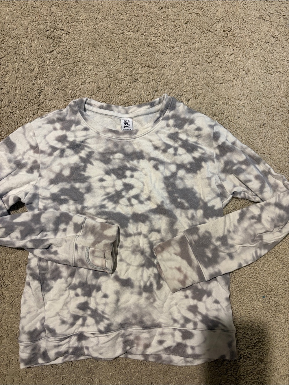 Athleta Girl Gray White Tie Dye Sweatshirt Size Large